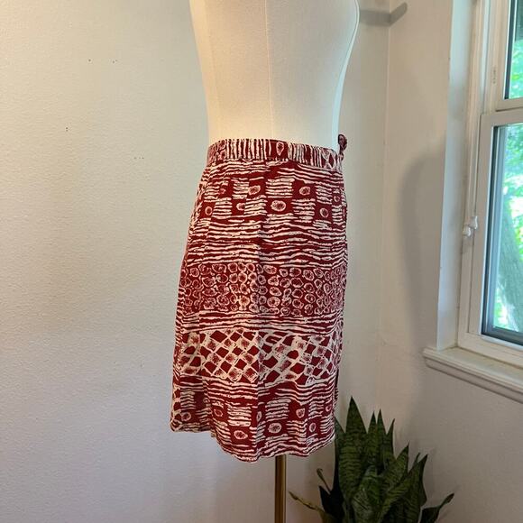 Vintage 90s Red & White Boho Indie Wrap Style Beach Summer Mini Skirt Size Small - Picture 3 of 10